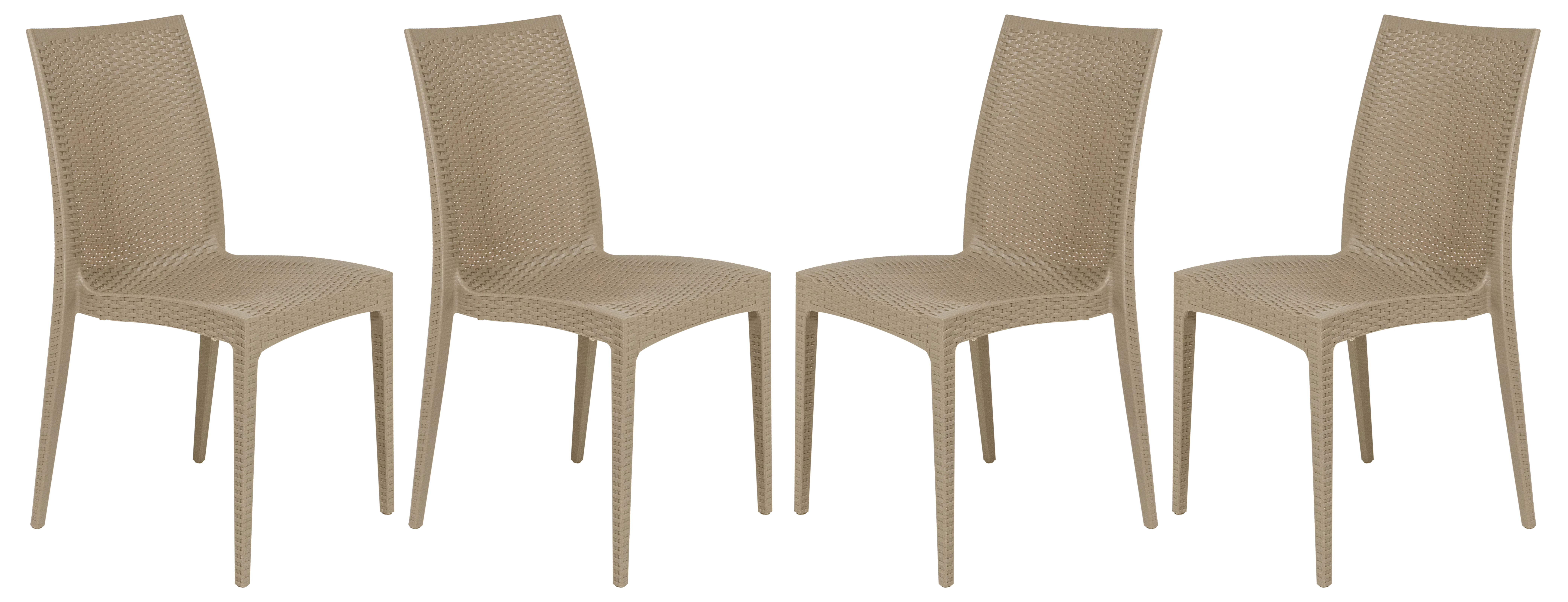 Weave Mace Indoor Outdoor Patio Chair, Set of 4, Taupe